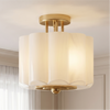 Hanahs Farmhouse Milk Glass Scalloped Shade Ceiling Light