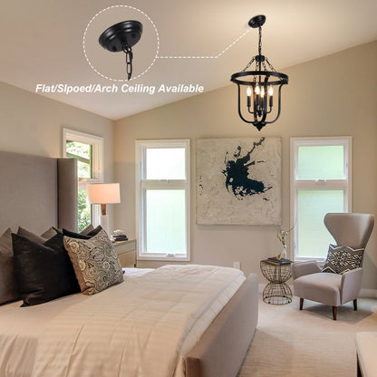Richardson Industrial Black Wrought Iron Cage Pendant Light