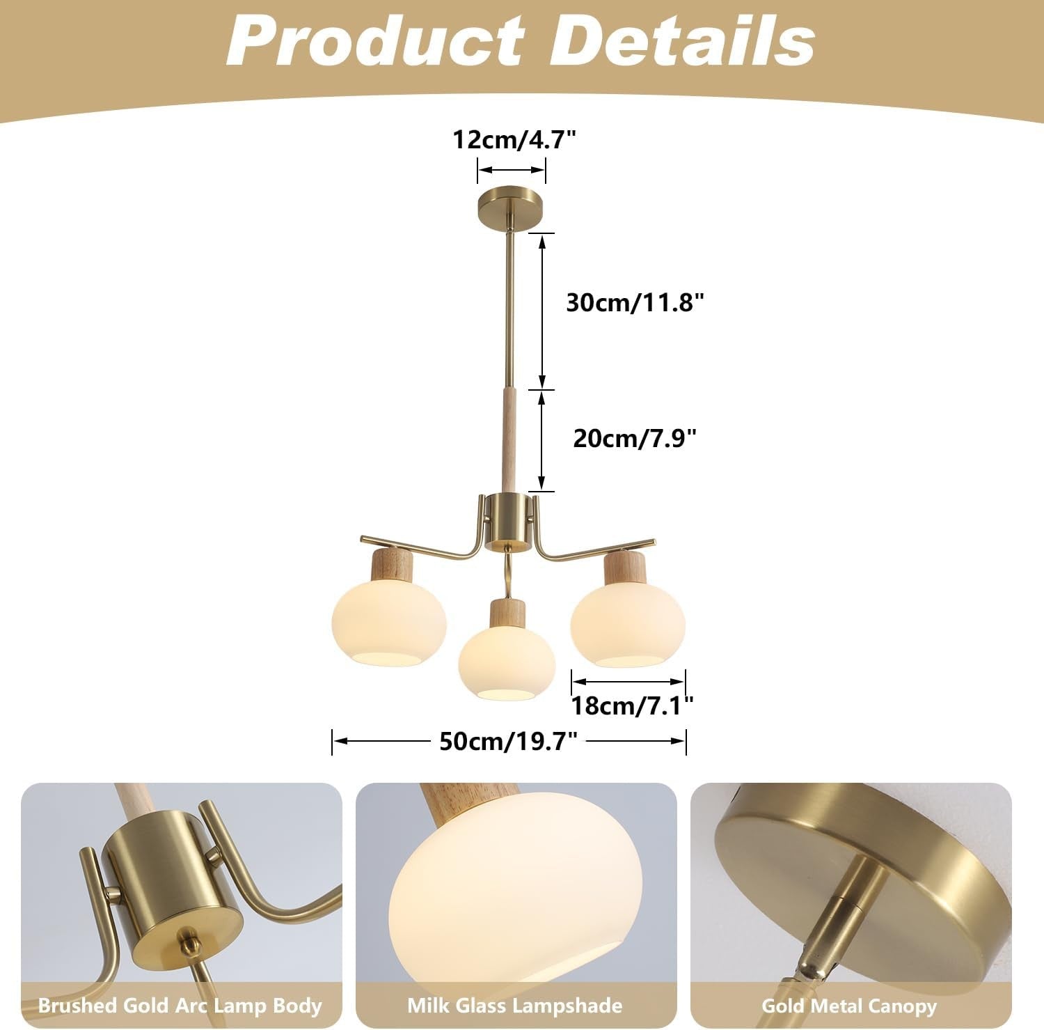 Jesper Gold Modern Frosted Glass Chandelier