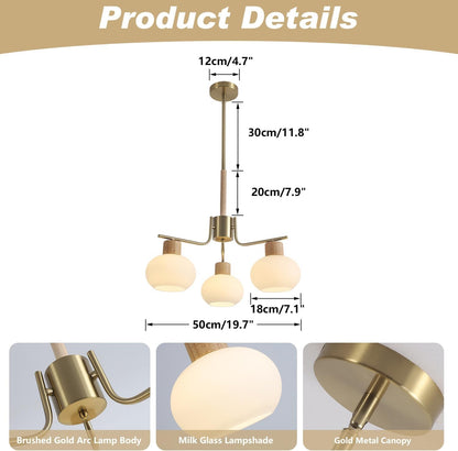 Jesper Gold Modern Frosted Glass Chandelier