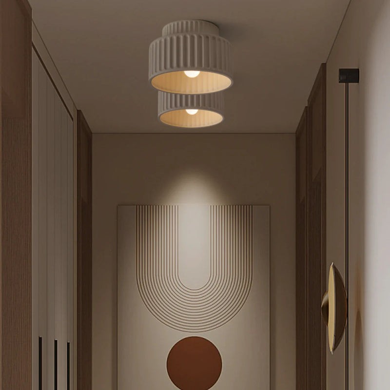 Nicola Vintage Resin Cream Breeze Drum Semi-Flush Mount Ceiling Light