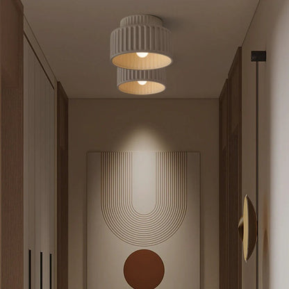 Nicola Vintage Resin Cream Breeze Drum Semi-Flush Mount Ceiling Light
