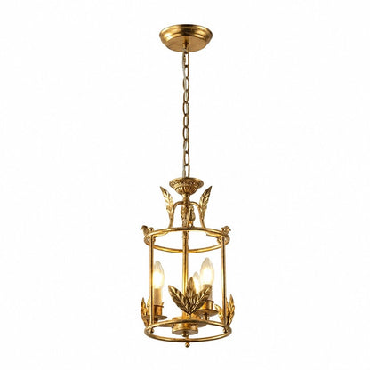 Bailee Vintage Decorative Leaf 3-Light Metal Lantern Pendant Light