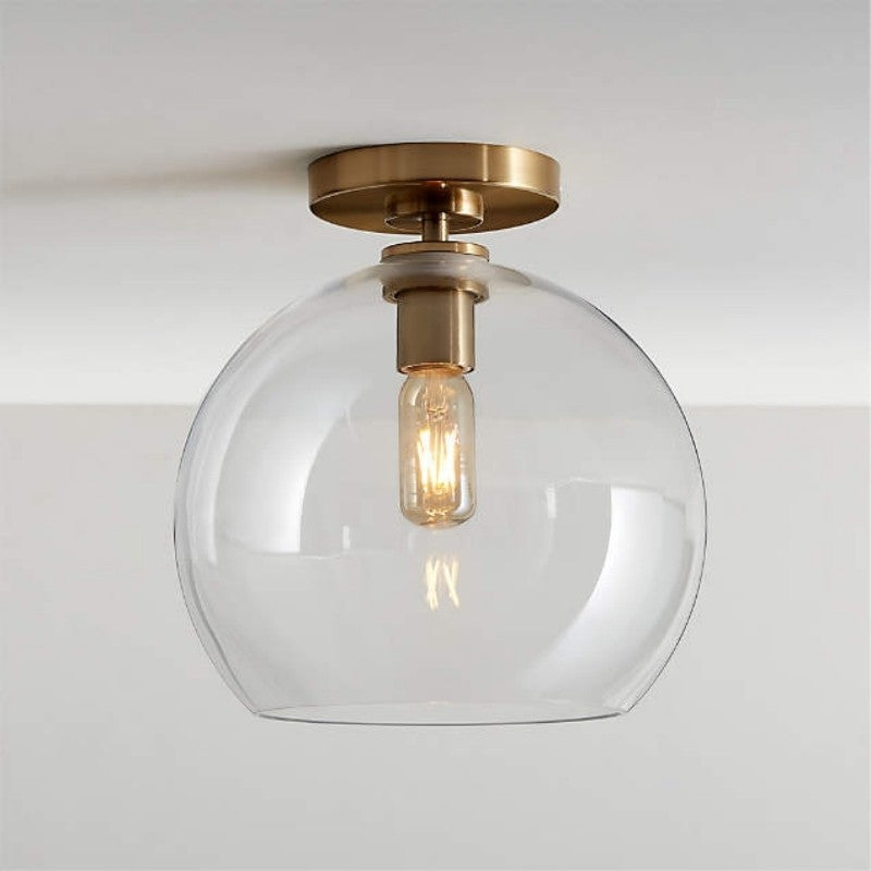 Pawson Minimalist Round Glass Brass Flush Mount Ceiling Light