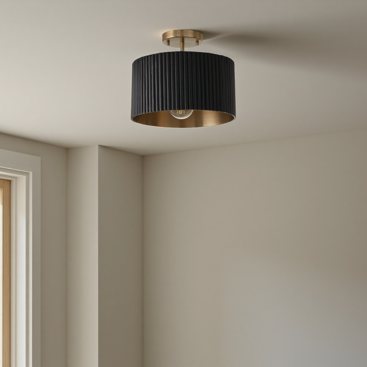 Jovani Farmhous Fluted Resin Drum Ceiling Light