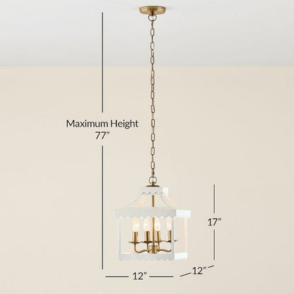 Molly French Vintage 4-Light Scalloped Lantern Chandelier