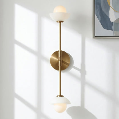 Brianna Farmhouse Alabaster Double Globe Sconce