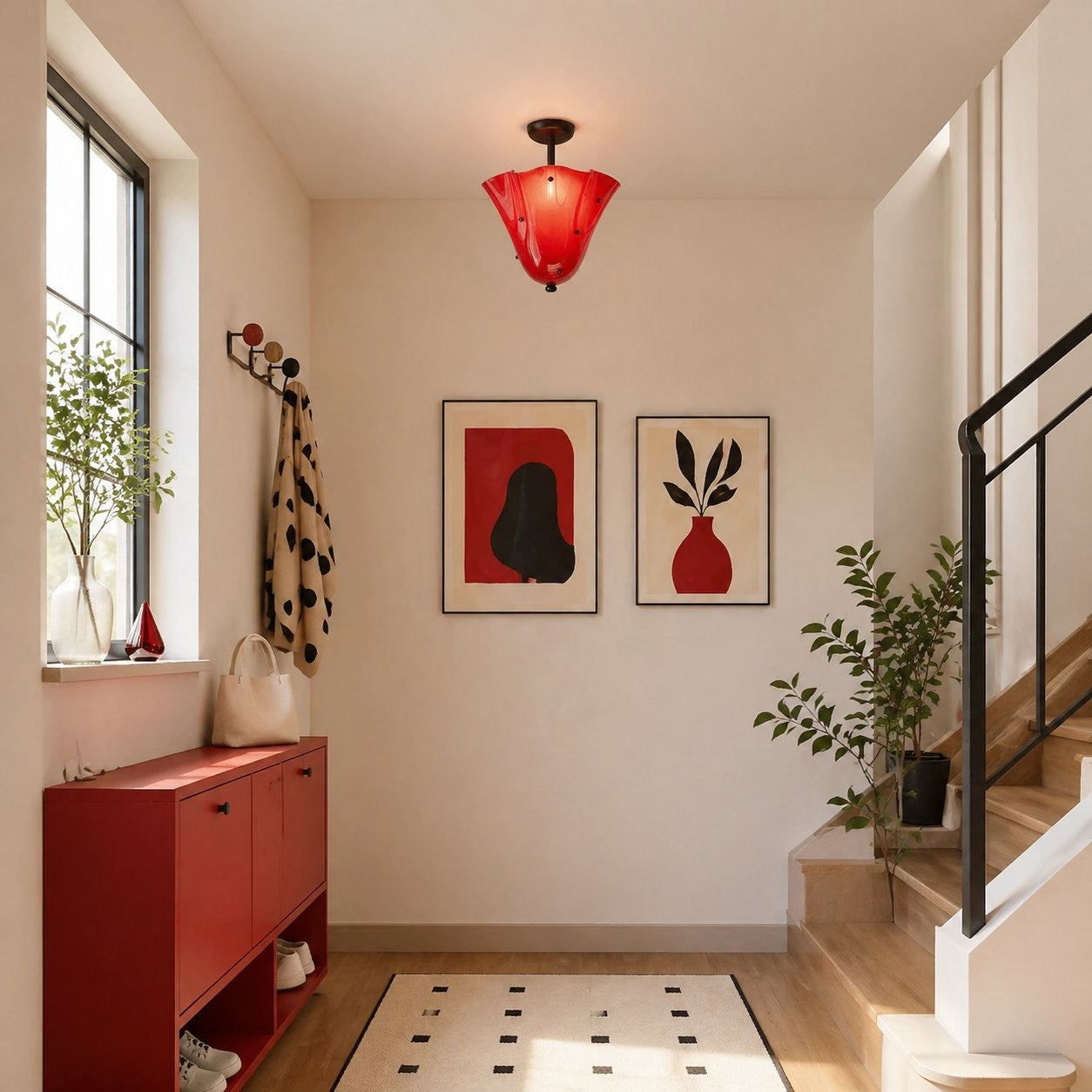 Catalina Contemporary Colored Glass Petal Fazzo Ceiling Light