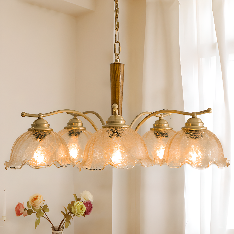 Erin French Country Crack Flower Glass Chandelier