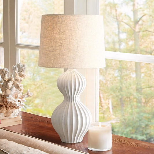 Biarne Ribbed Base Led Glass Lamp