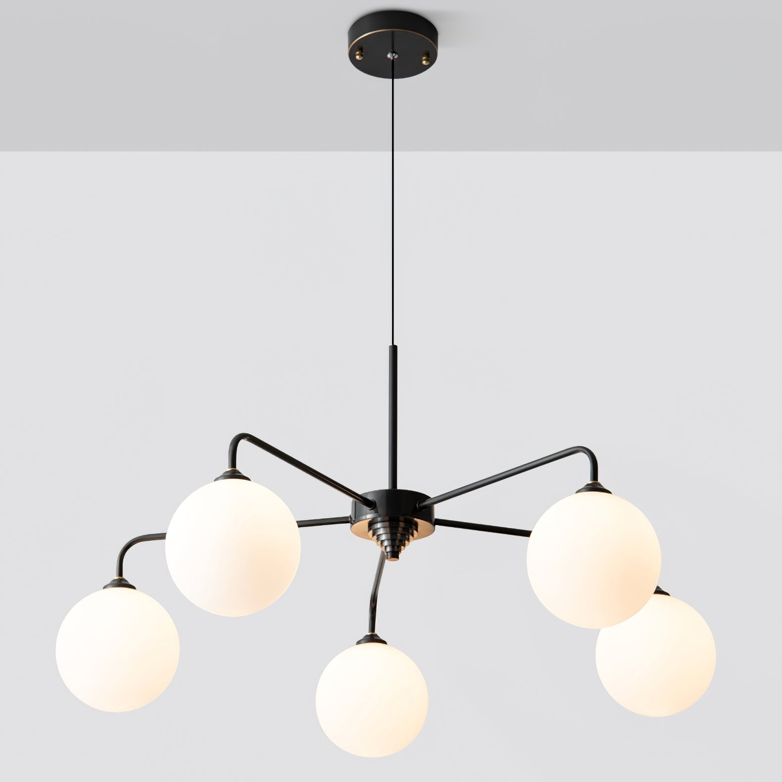 Maytoni Modern 5 Lights White Glass Globe Chandelier