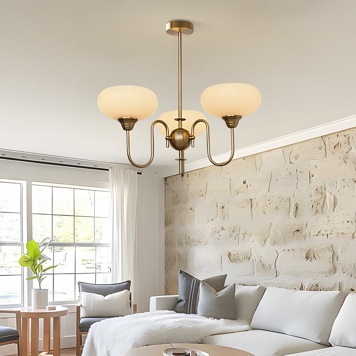 Luna Cream White Bubble Glass Chandelier