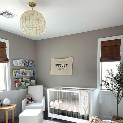 Dronor Ivory Woven Rope Globe Semi Flush Mount Light