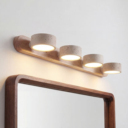 Benjamin Rustic Adjustable Travertine Wood Led Vanity Sconce