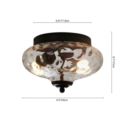 Eryndor Antique Sugar Pot Lid Water Ripple Glass Flush Mount Light