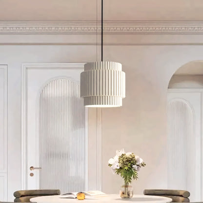 Draxithor Wabi Sabi Fluted Resin Cream Pendant Light