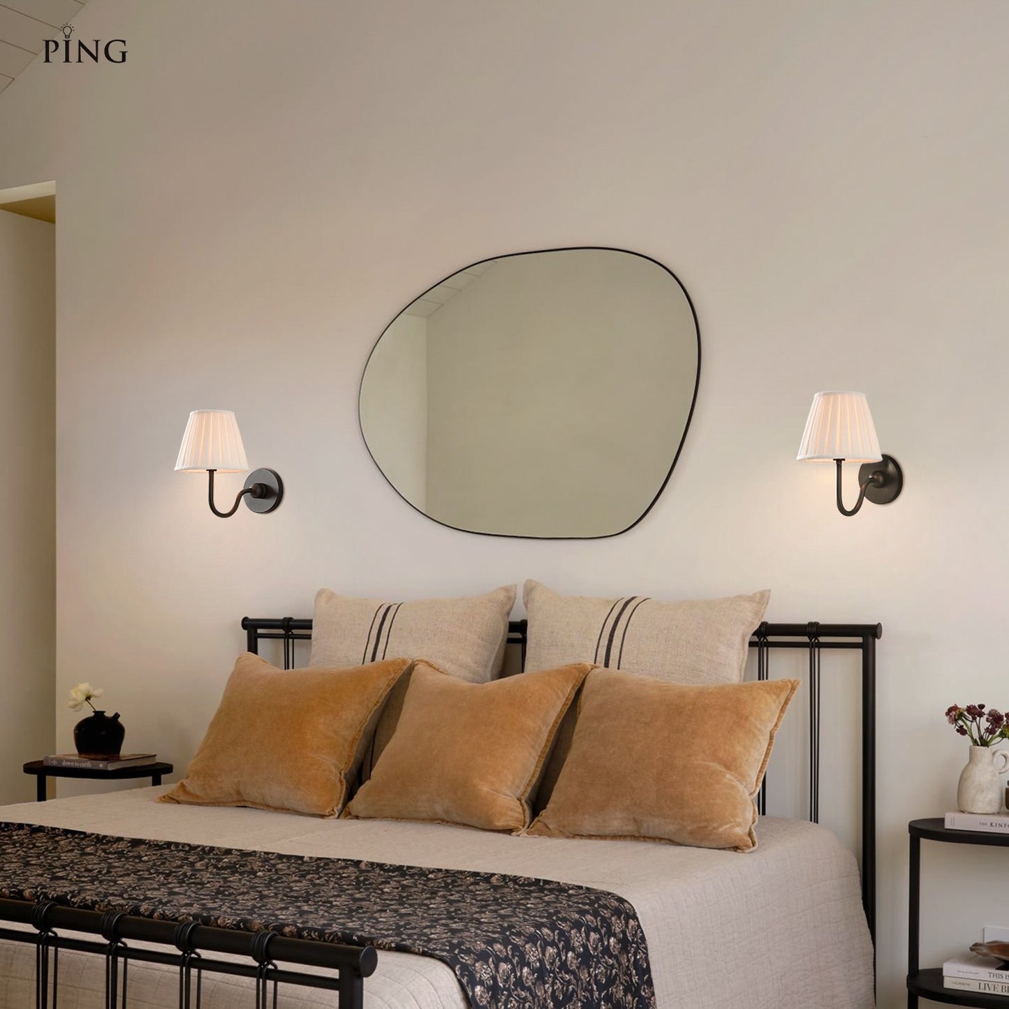 Stefania Rustic White Pleated Fabric Shade Sconce