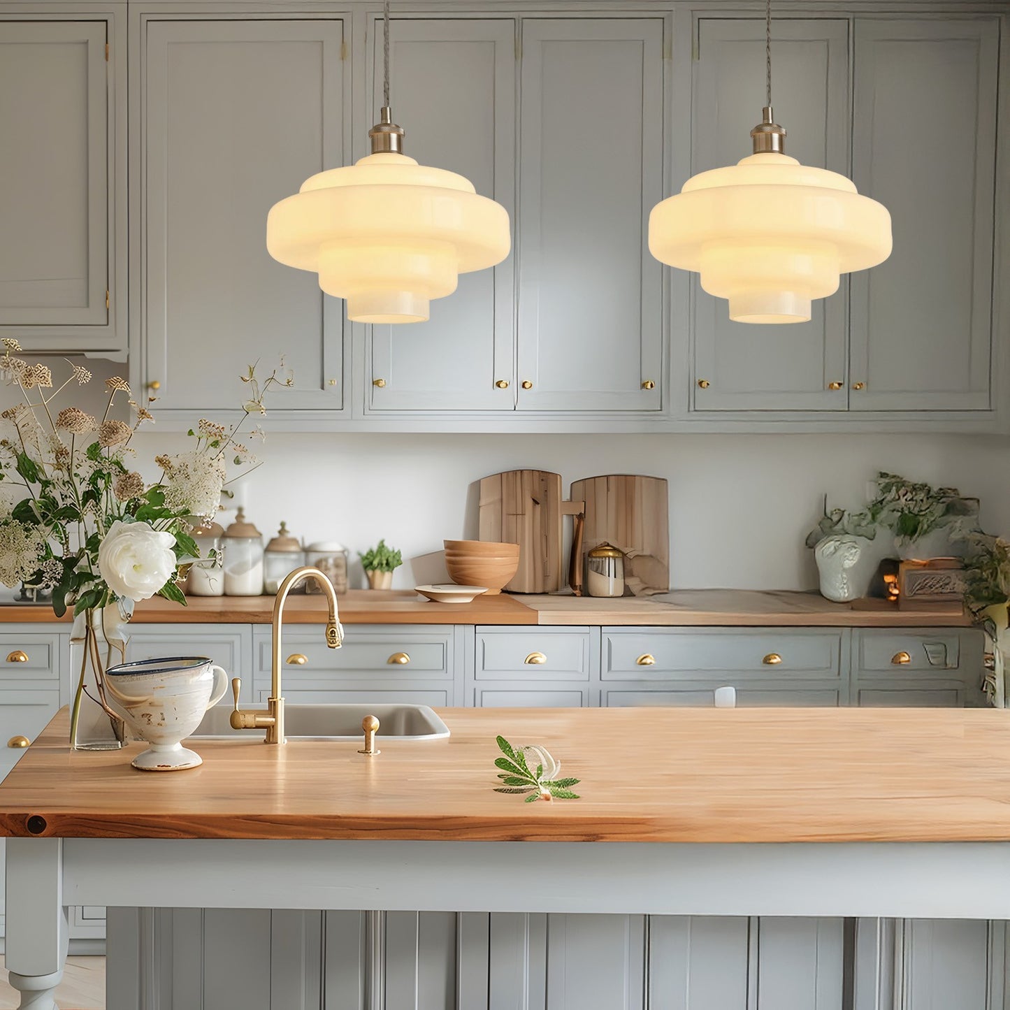 Yves Vintage Tiered Glass Pendant Light