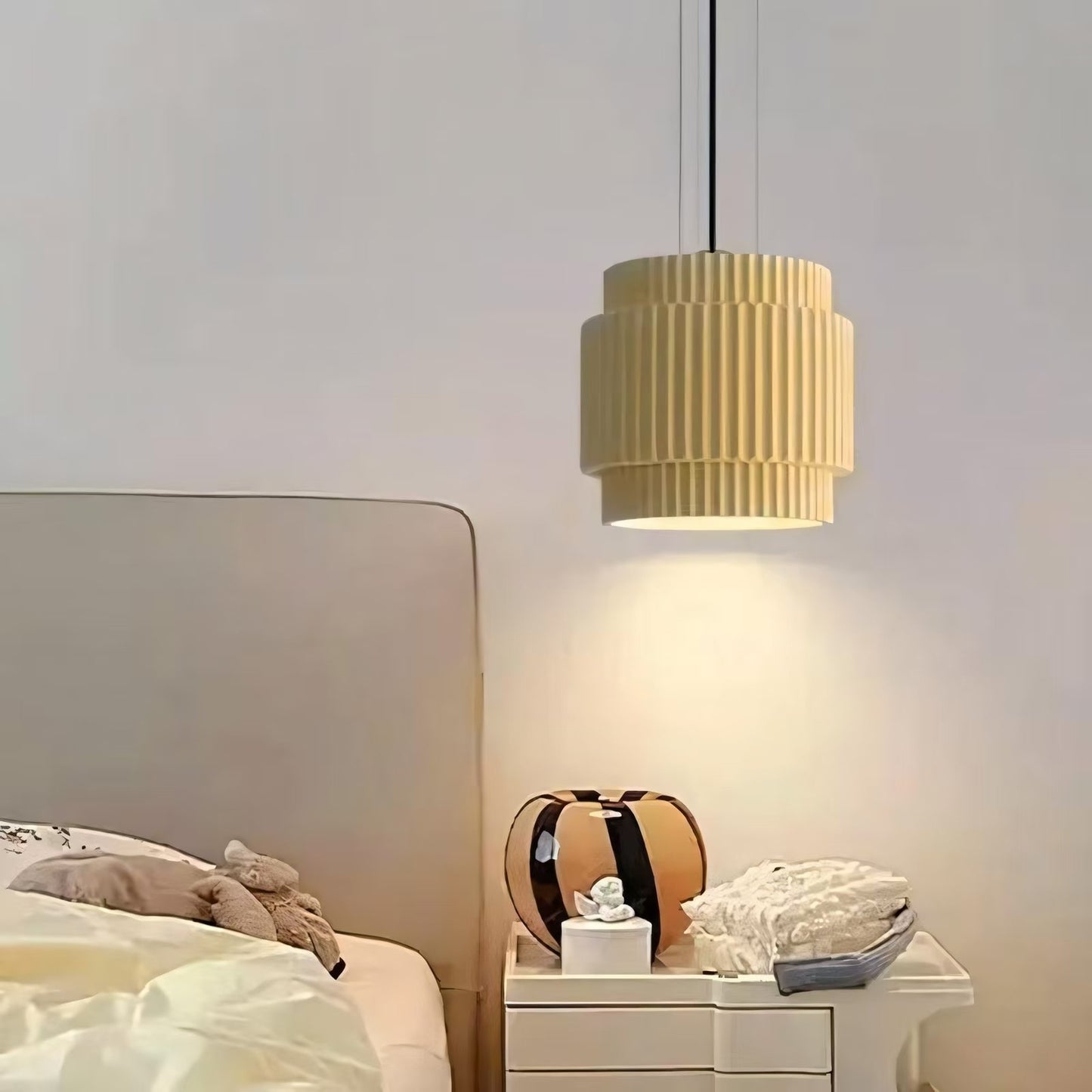 Draxithor Wabi Sabi Fluted Resin Cream Pendant Light