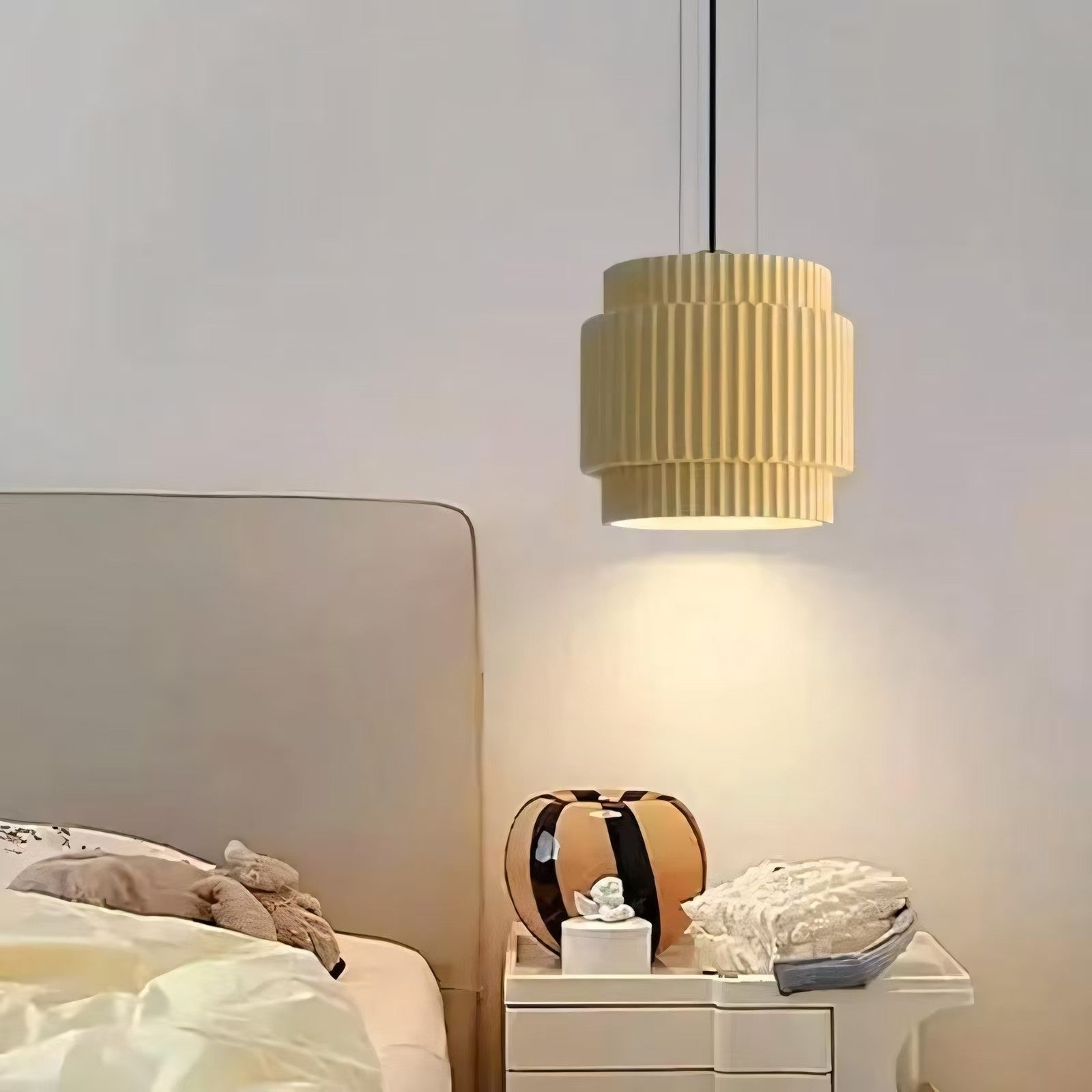 Draxithor Wabi Sabi Fluted Resin Cream Pendant Light