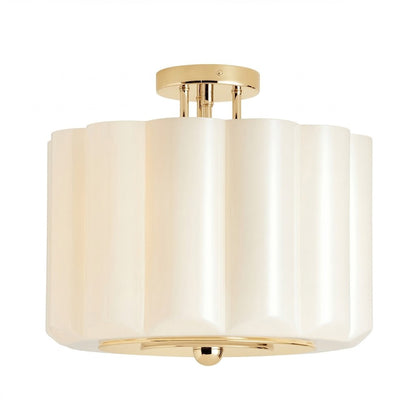 Hanahs Farmhouse Milk Glass Scalloped Shade Ceiling Light