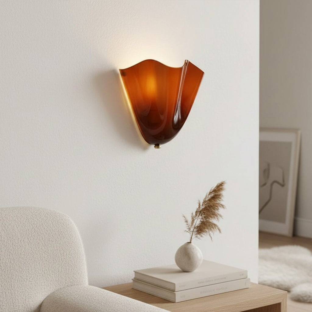 Kyrintha Mid-Century Skirt Shell Glass Fazzo Petalia Wall Sconce