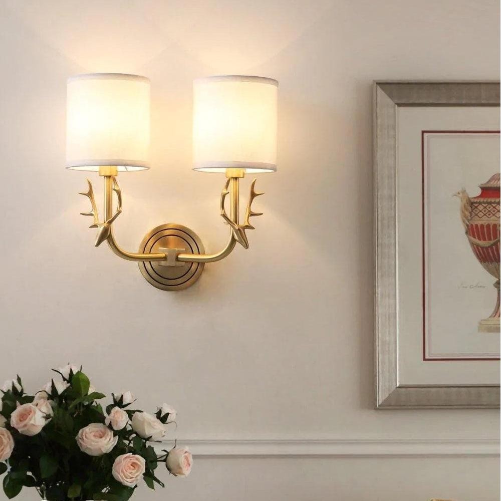 Akshara Farmhouse Brass Deer Head Wall Light
