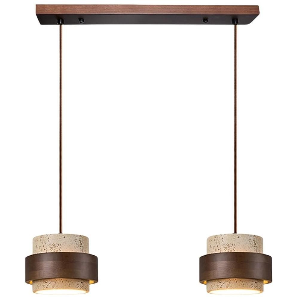 Timothy Wabi Sabi Cylindrical Travertine Pendant Light