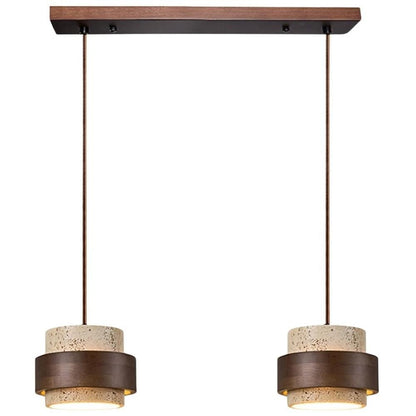 Timothy Wabi Sabi Cylindrical Travertine Pendant Light