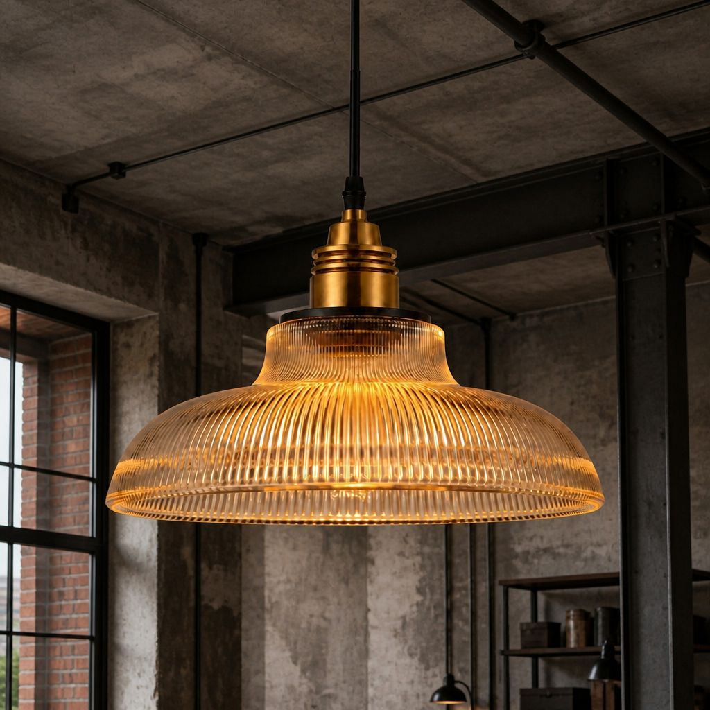 Aevia Vintage Transparent Striped Glass Pendant Light