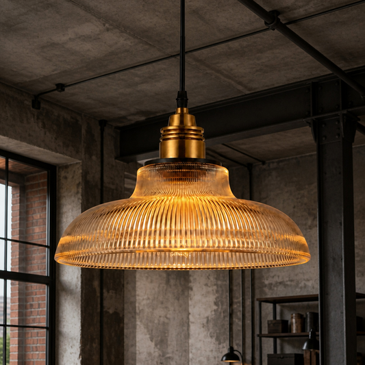 Aevia Vintage Transparent Striped Glass Pendant Light
