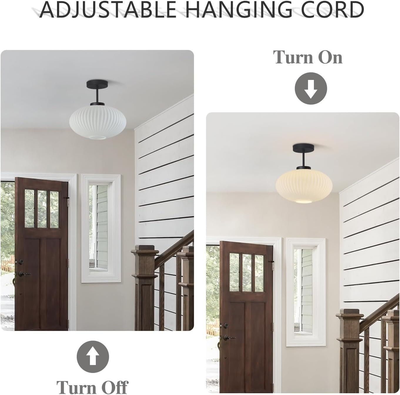 Jorik Natural Green Ribbed Glass Oval Ceiling Light