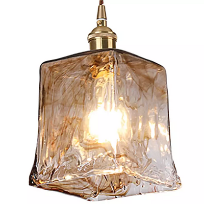 Cyralix Brass Coffee Water Ripple Glass Pendant Light