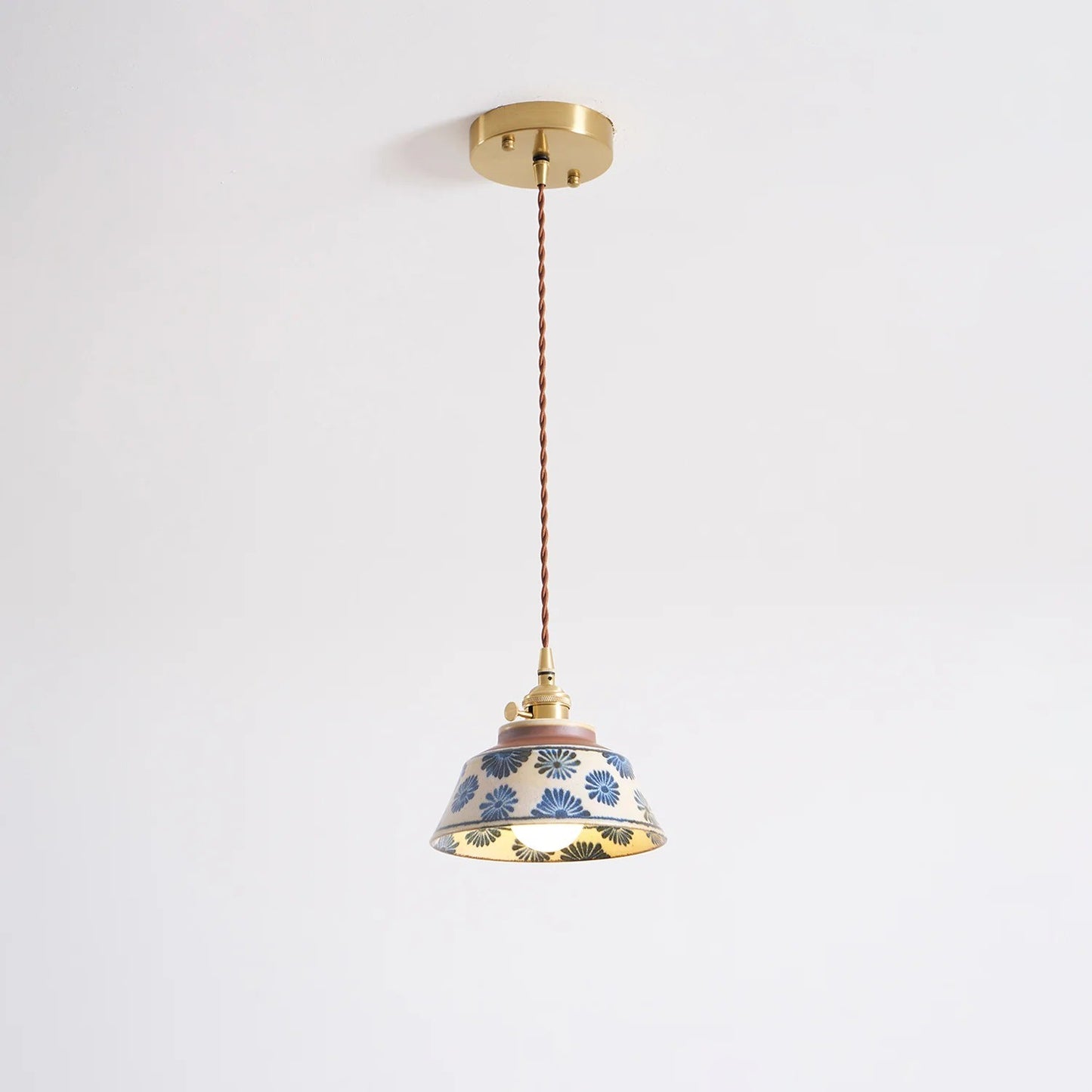 Hussein Vintage Hand-painted Ceramic Pendant Light