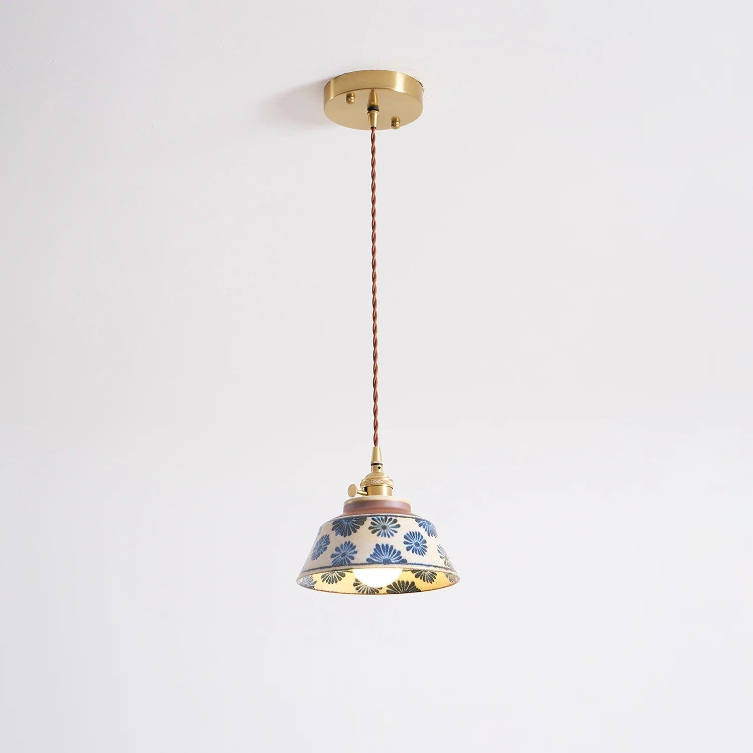 Hussein Vintage Hand-painted Ceramic Pendant Light