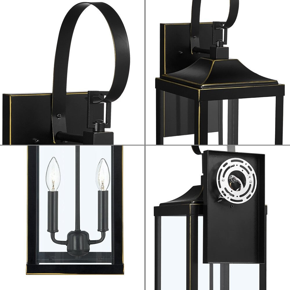 Phelon Large Black Metal Lantern Outdoor Wall Sconce
