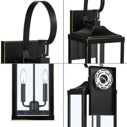 Phelon Large Black Metal Lantern Outdoor Wall Sconce