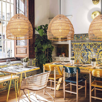 Clioan Bohemian Woven Rattan Pendant Light