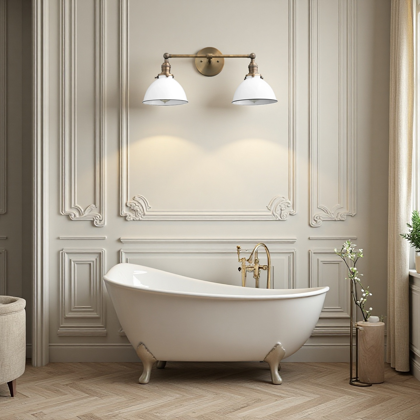 Amelia Farmhouse White Metal Dome Sconce