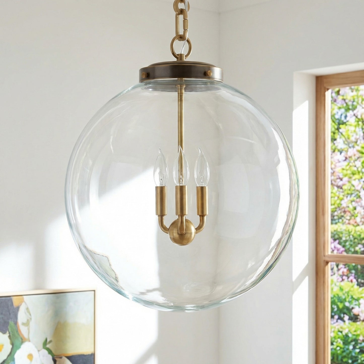 Oona Farmhouse Gold Glass Globe Pendant Light