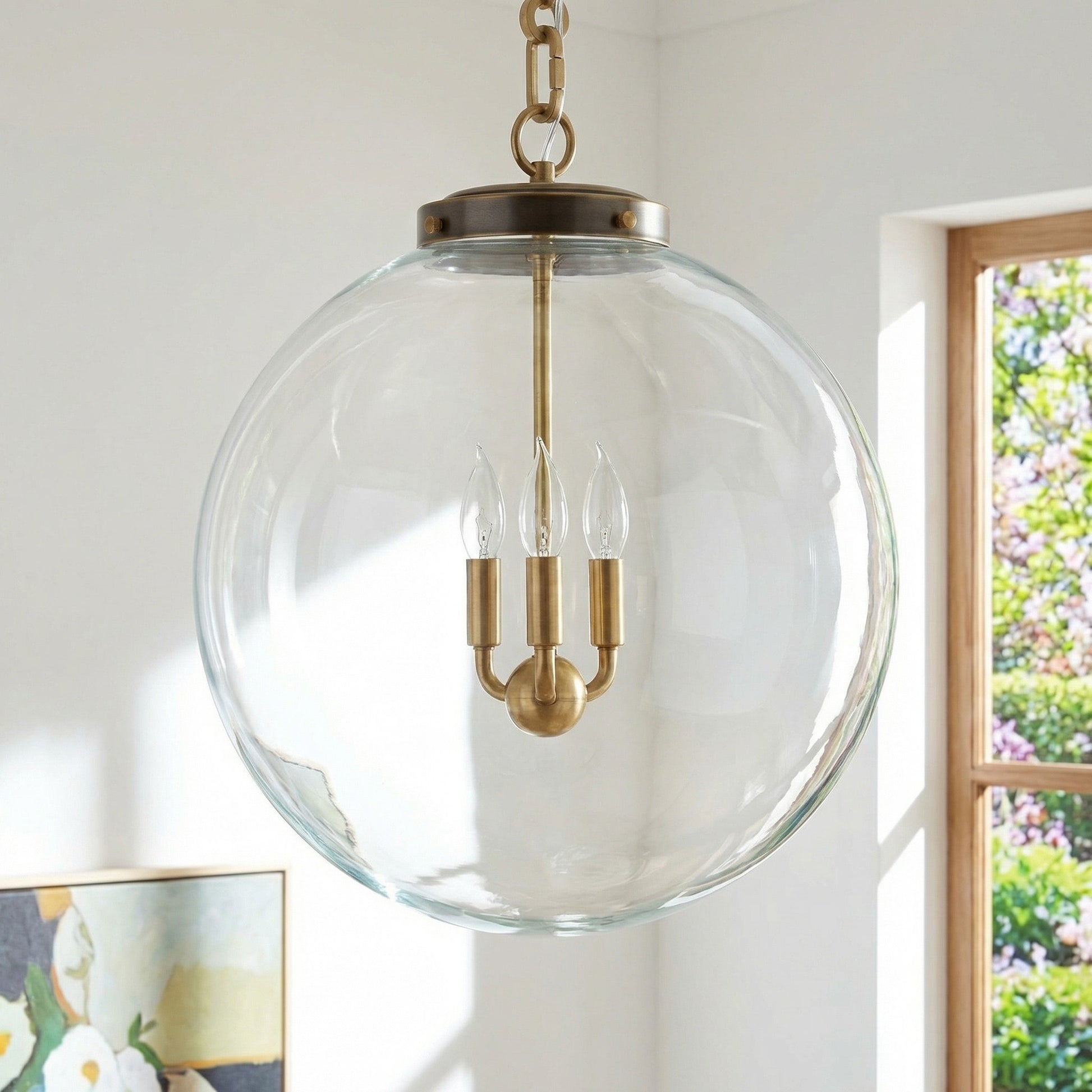 Oona Farmhouse Gold Glass Globe Pendant Light
