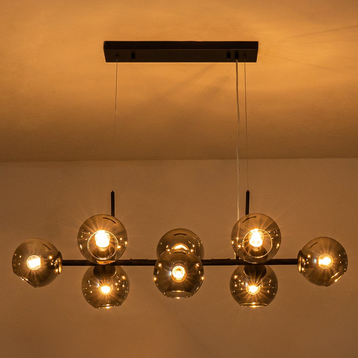 Malley Modern 8-Light Black Globe Glass Chandelier