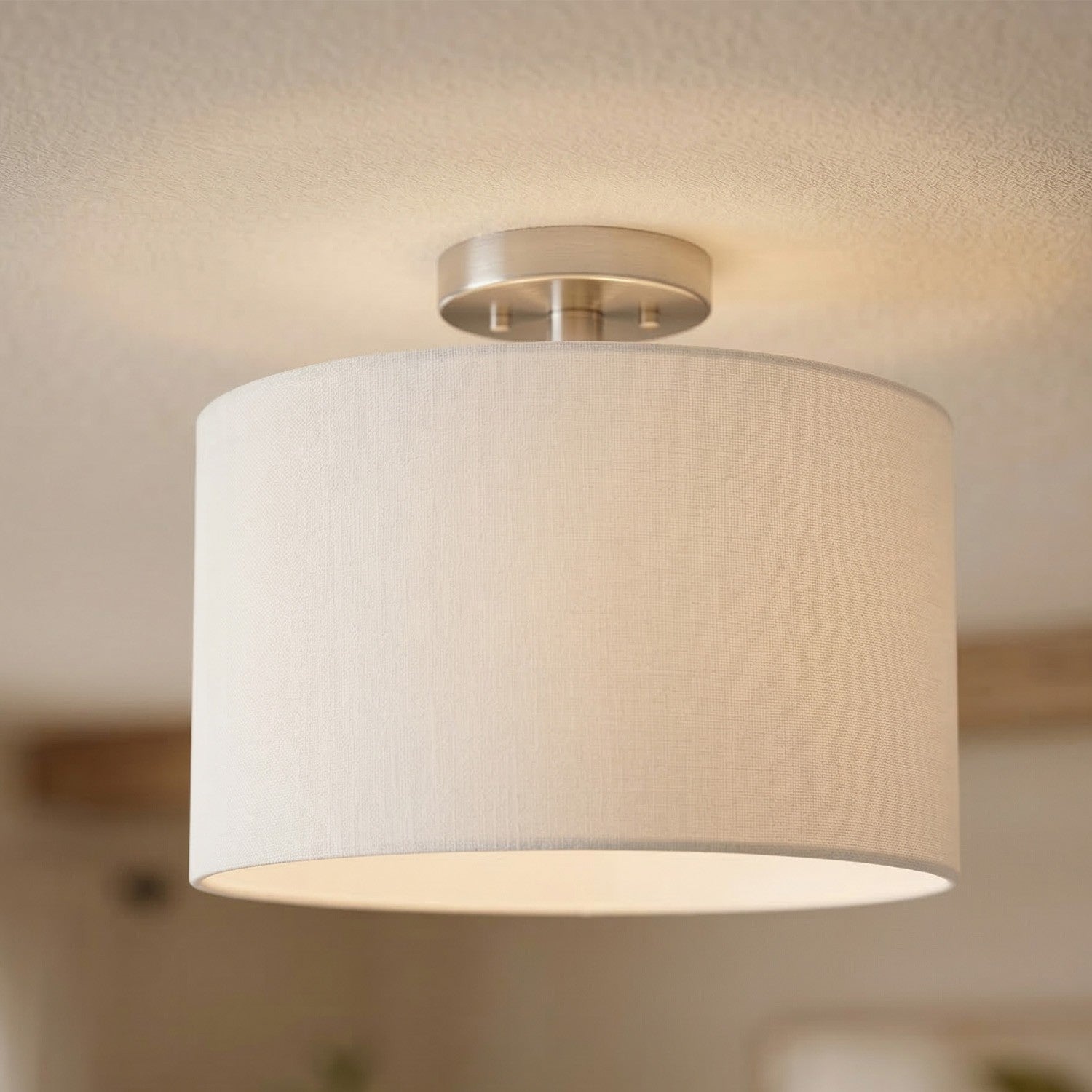 Kaethe Fabric Drum Shade Semi Flush Mount Light