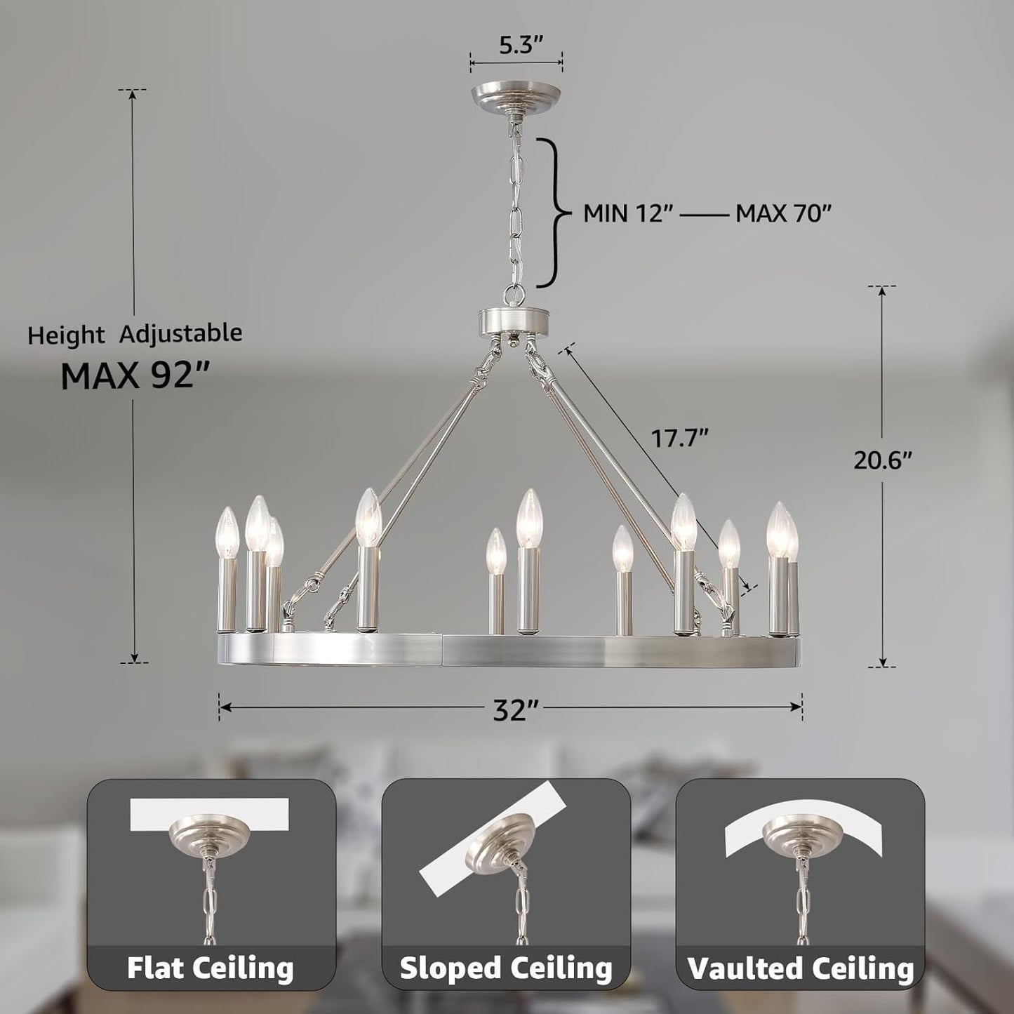 Beau Large 12 Lights Rustic Wagon Wheel Chandelier
