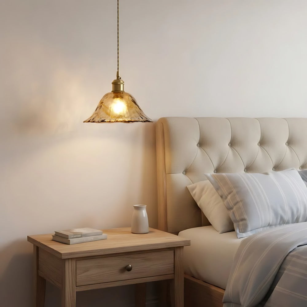 Nyxalis Vintage Brass Glass Pendant Light
