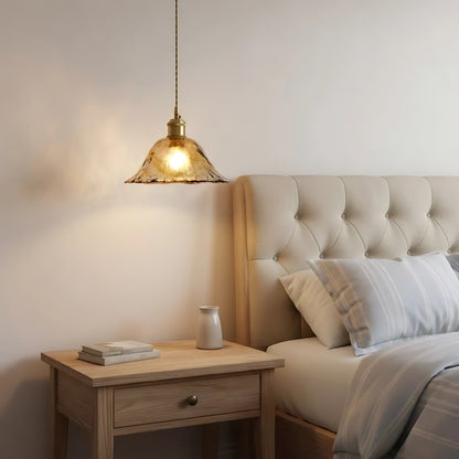Nyxalis Vintage Brass Glass Pendant Light