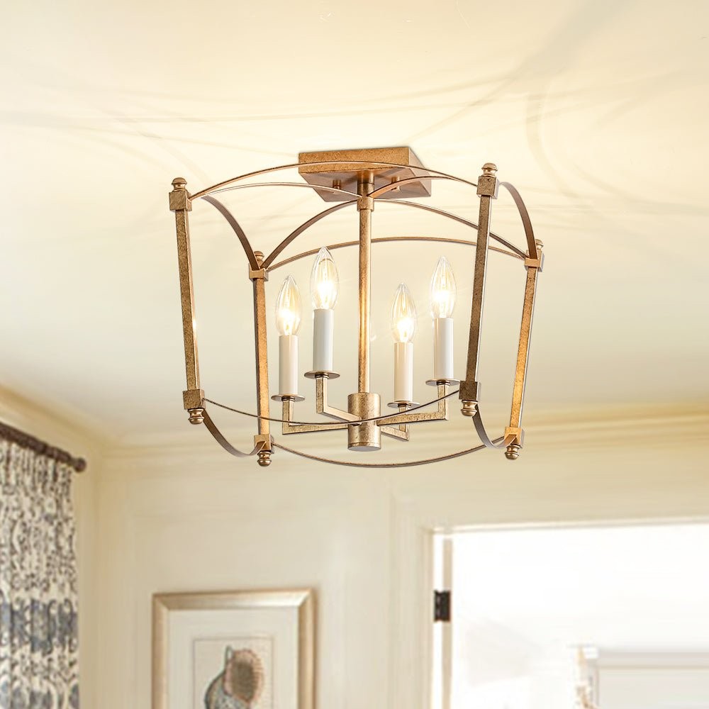 Celeste Retro 4 Light Open Frame Lantern Cage Ceiling Light