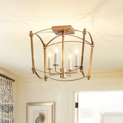 Celeste Retro 4 Light Open Frame Lantern Cage Ceiling Light