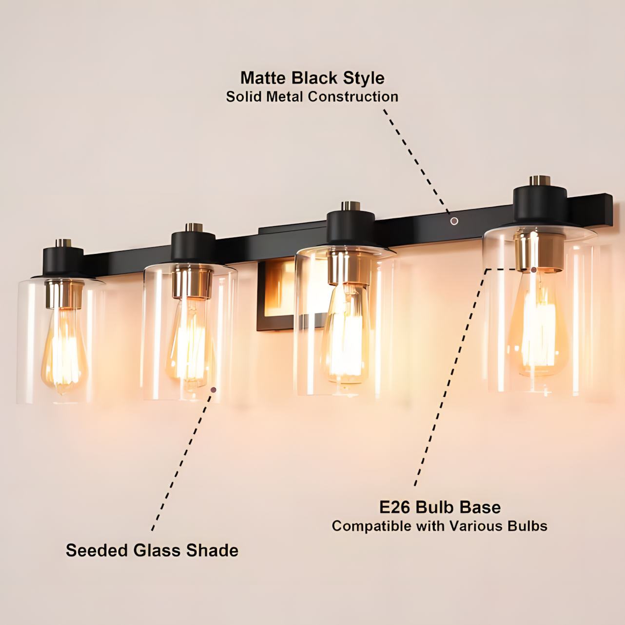 Dyril Modern Matte Black Cylinder Glass Sconce