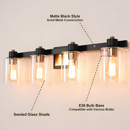 Dyril Modern Matte Black Cylinder Glass Sconce